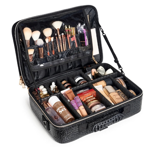 Crocodile Cosmetic Case (Black Large)